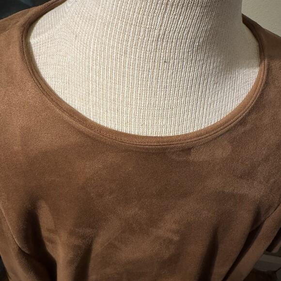 Calvin Klein Plus Size Woman’s Short Sleeve Faux Brown Suede Sheath Dress 22W - Picture 6 of 10